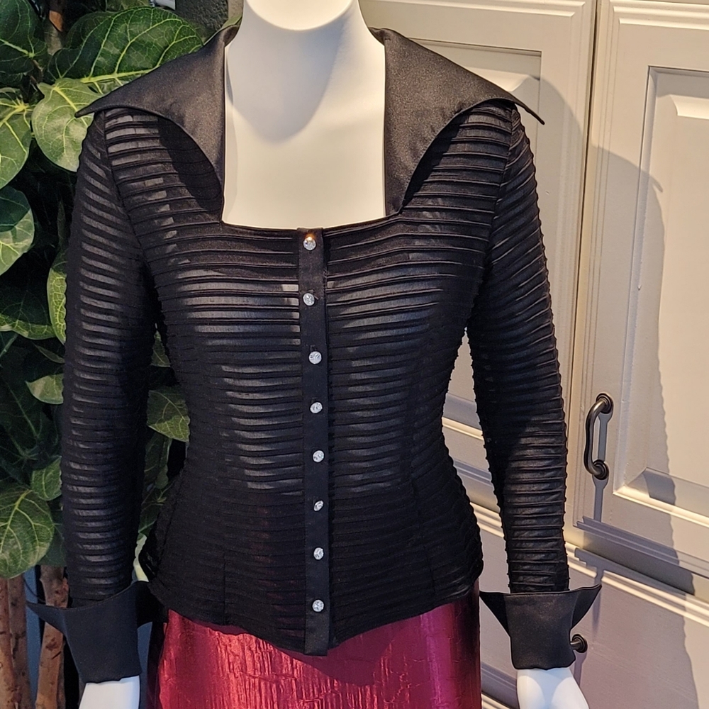 Js Collection Black Sheer Top Size 12 - image 1